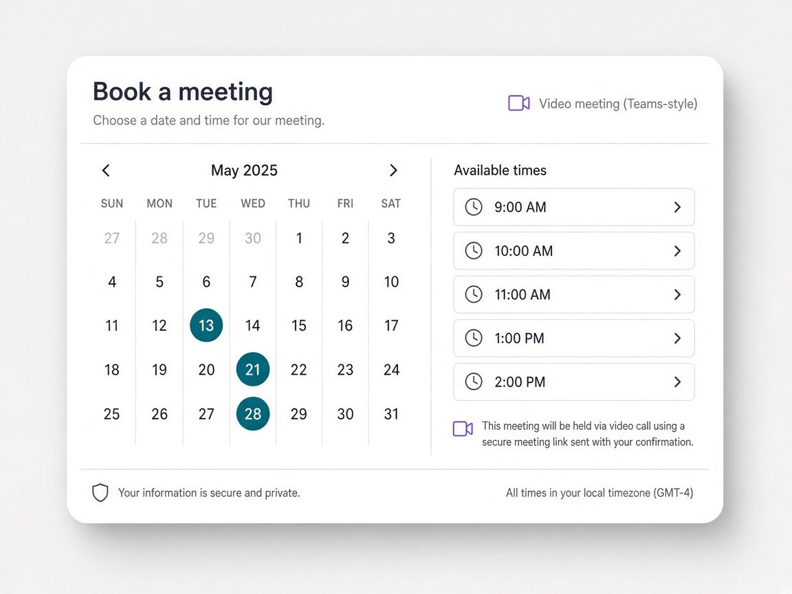 Teams meeting calendar booking